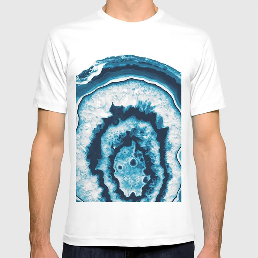 Синий белый агат#1# драгоценный камень# Декор# Искусство# society6 футболка цифровая манипуляция макро Агат ломтик драгоценный камень его ее минерал