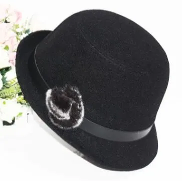 SILOQIN, осень, зима, новинка, женская шапка, модная, украшение из меха, Fedoras, тренд, Панама, Женская кепка, для отдыха, вечерние, Sombrero Gorras - Цвет: Black