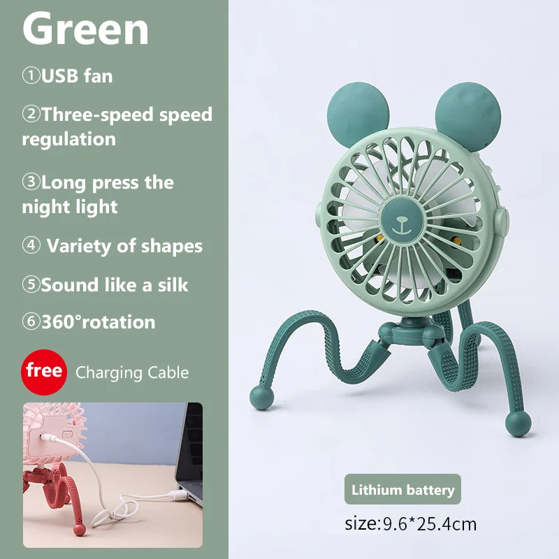 500mAh Stroller Fan Personal Portable Desk Handheld Baby Bed Car Seat Fan USB Rechargeable Fan Mini Stroller Accessories baby stroller accessories accessories	 Baby Strollers