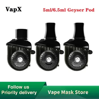 

Original VapX Geyser Empty Pod Cartridge for VapX Geyser Pod Kit 5ml/6.5ml Capacity Air Mesh Pod 75W/45W E-cigarette Vape Pod