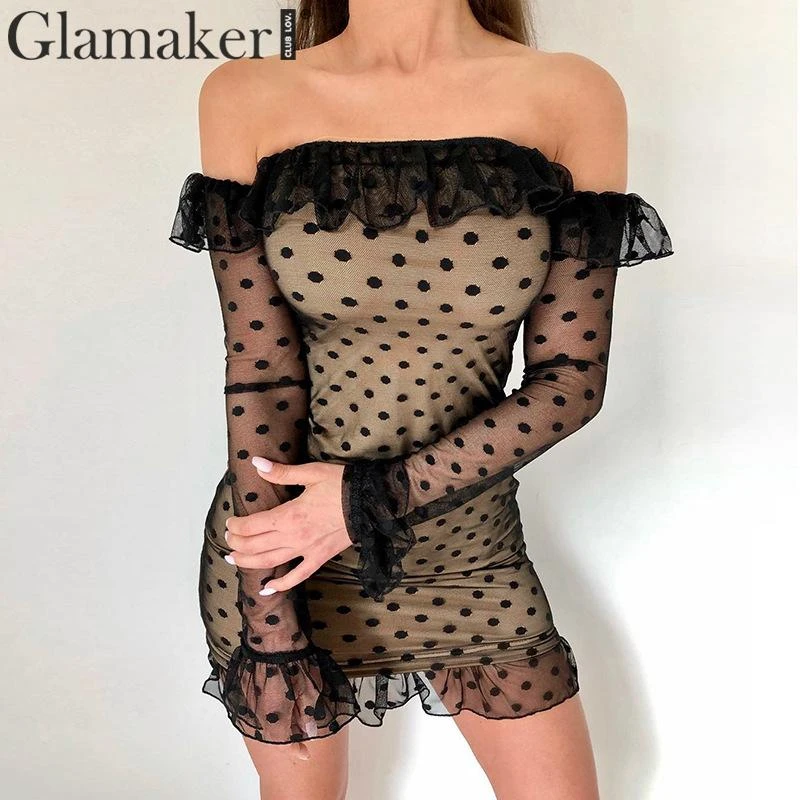 mesh polka dot dress