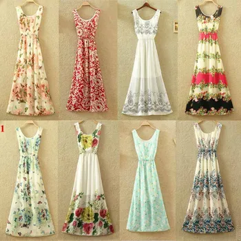 

Women Dress 2020 New Print Sleeveless Summer Dress O neck fashion Chiffon Elasticated waist Beach vacation beach Dresses Vestido