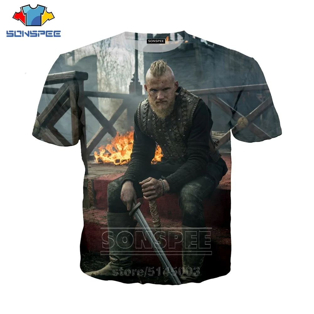 Vikings футболка Летняя для мужчин женщин Рагнар лотброк Толстовка 3D принт ТВ короткий рукав хип хоп топ с круглым вырезом Модный пуловер C074-03