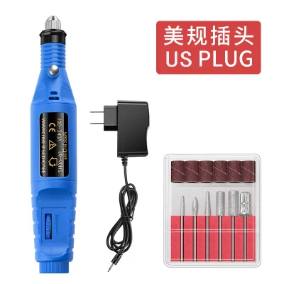 Blue US plug Электрическая дрель для ногтей, педикюрная ручка, шлифовальный аппарат для маникюра, сверла для ногтей, пилочка для ногтей, инструменты для дизайна ногтей - Цвет: Blue US plug