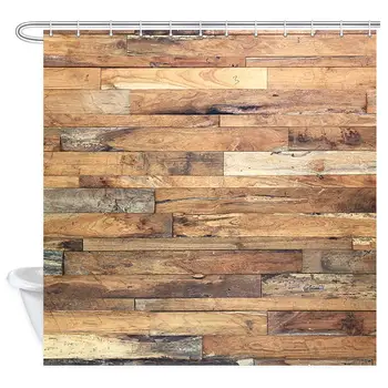 

Wooden Seamless Shower Curtain for Bathroom, Brown Wood Plank Texture Background, Polyester Fabric Bathroom Curtains Waterproof