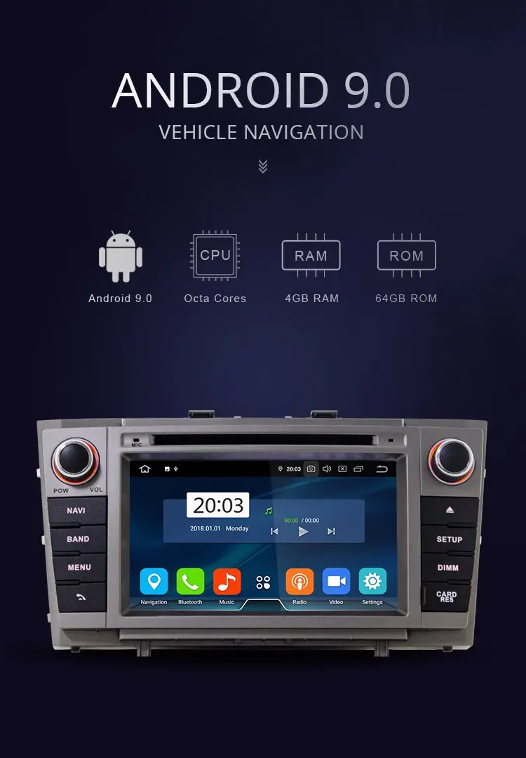Best JDASTON Android 9.0 Car DVD Player For Toyota T27 Avensis 2009-2014 Octa Cores 4G+64G 2 Din Car Radio Multimedia GPS Navi Audio 0