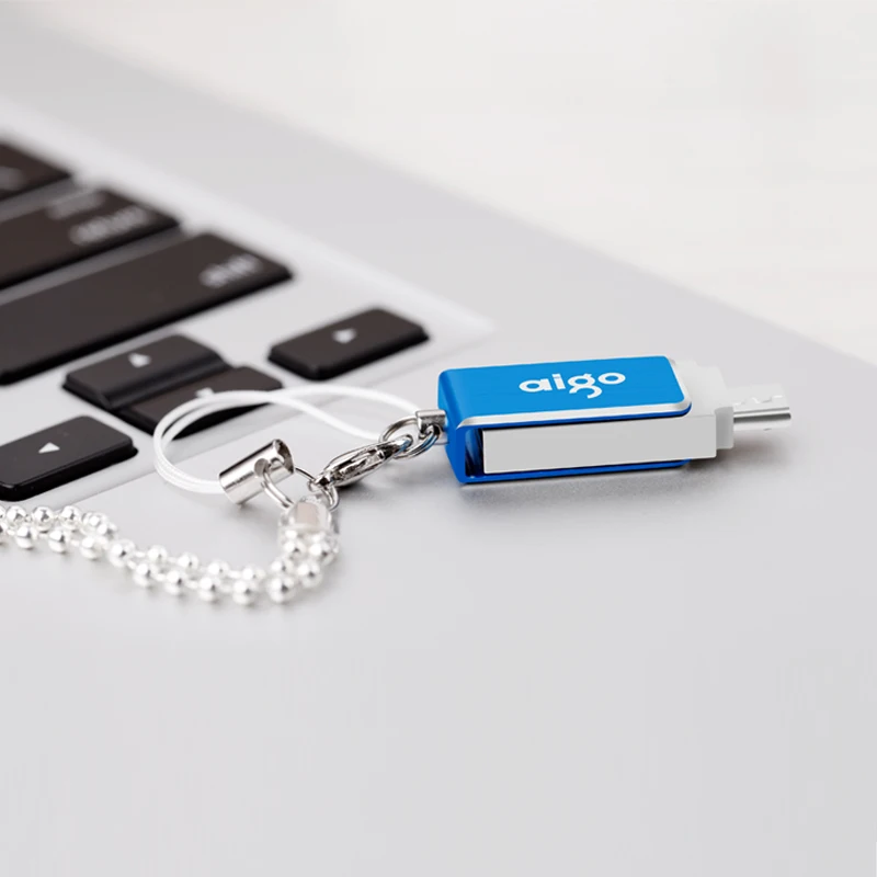 Aigo 64G Мини карманный размер usb флэш-накопитель для Android вращающийся на 360 ° cle usb флешка двойной интерфейс металлический автомобиль usb палка