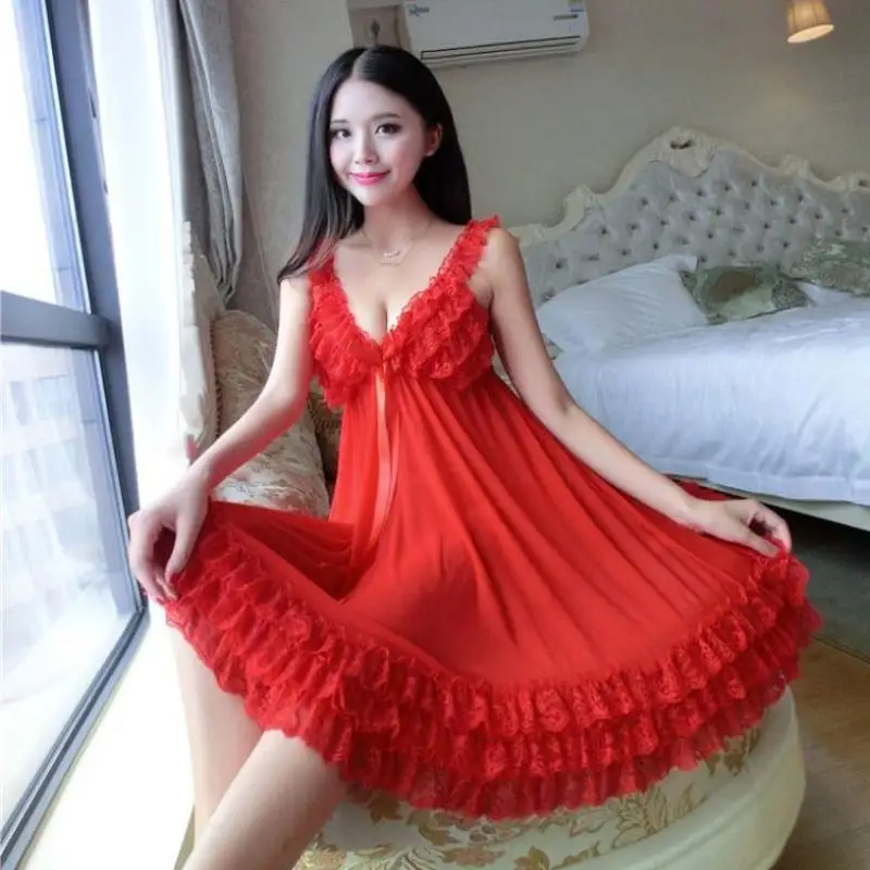 Women Oversize 4XL Fancy Nightshirts Intimates Mesh Baby Doll Lingerie Clothes Distinctive Nightwear Lingerie Chemise Sleepwear