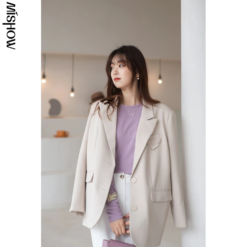 

MISHOW 2020 Spring Blazers For Women Elegant Long Sleeve Office Lady Fashion Tops Outerwear Female Jackets MX21A6952