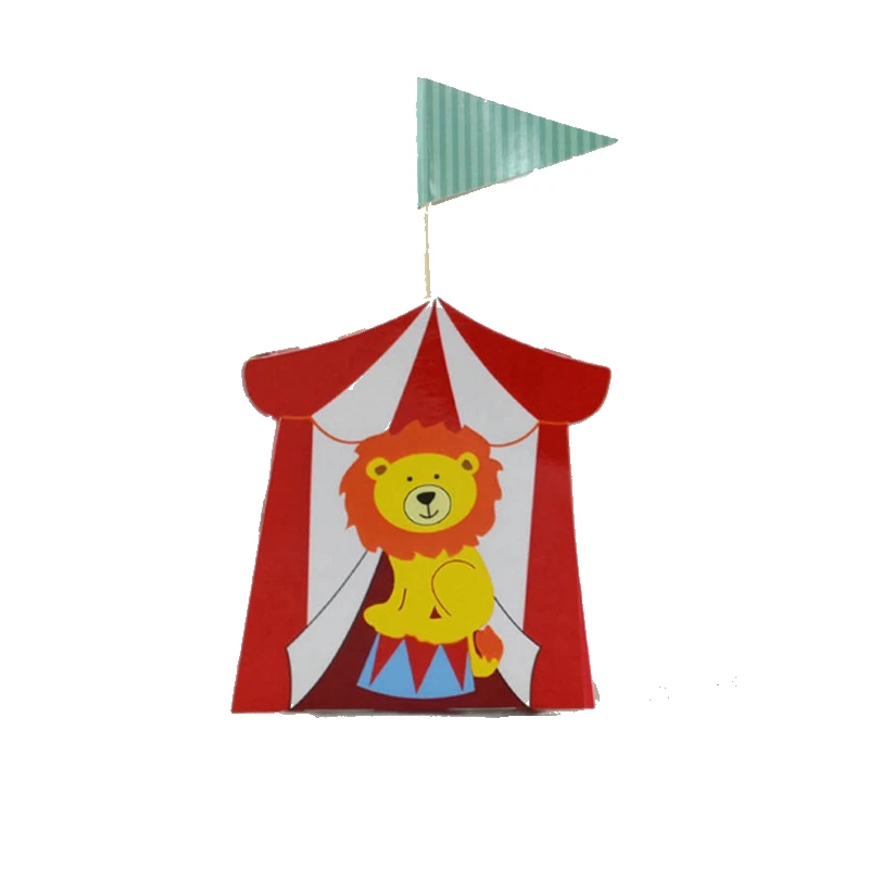 10pcs lion candy box Цирковая тематика, Лев, тигр, слон, клоун, на день рождения, одноразовая посуда для вечеринки, бумажные изделия, товары для декора - Цвет: 10pcs lion candy box