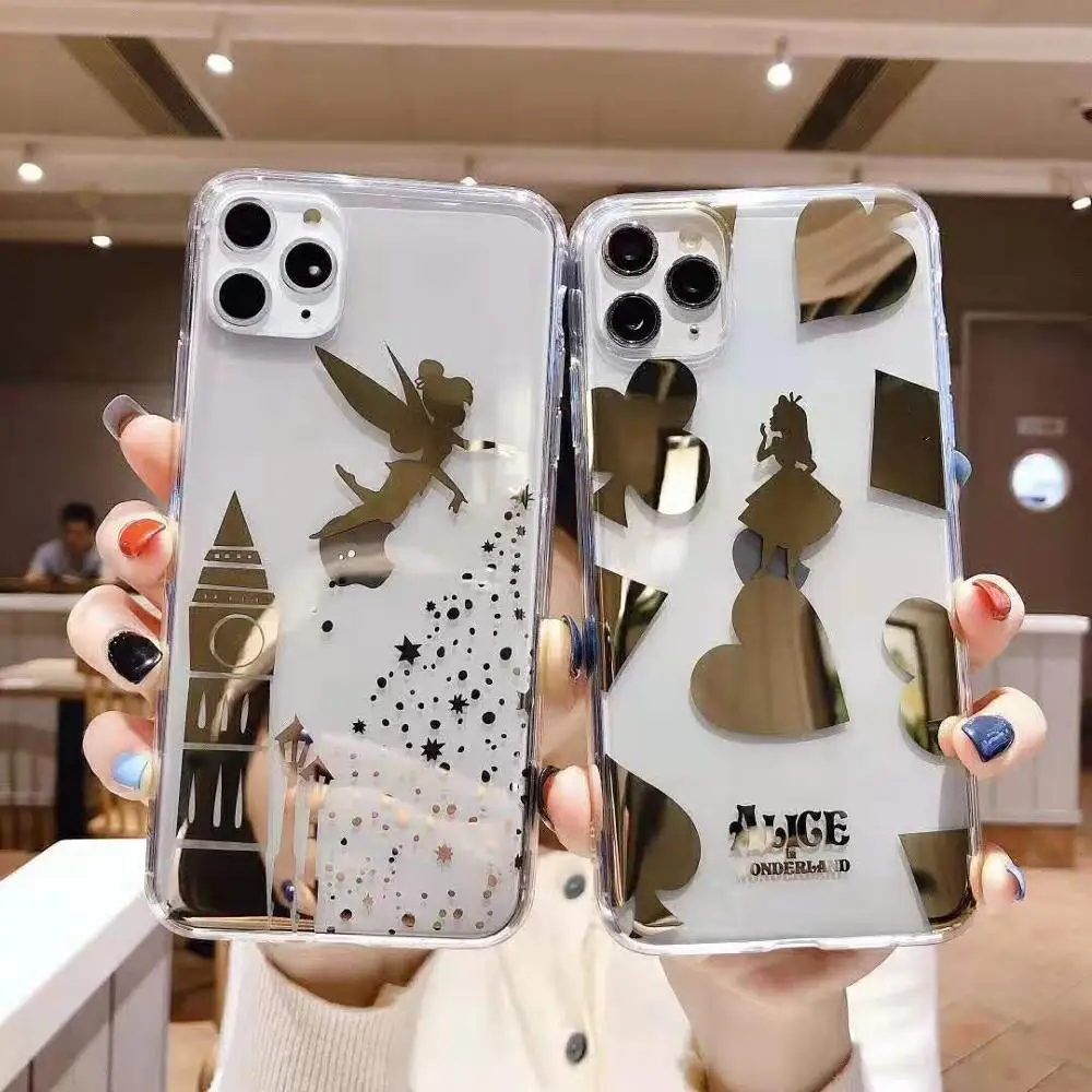 

Cartoon Alice Princess Phone Case For iPhone 8 7 6S 6 Plus Electroplated Clear Soft TPU Back Cover For iphone 11 Pro X Xs Max XR