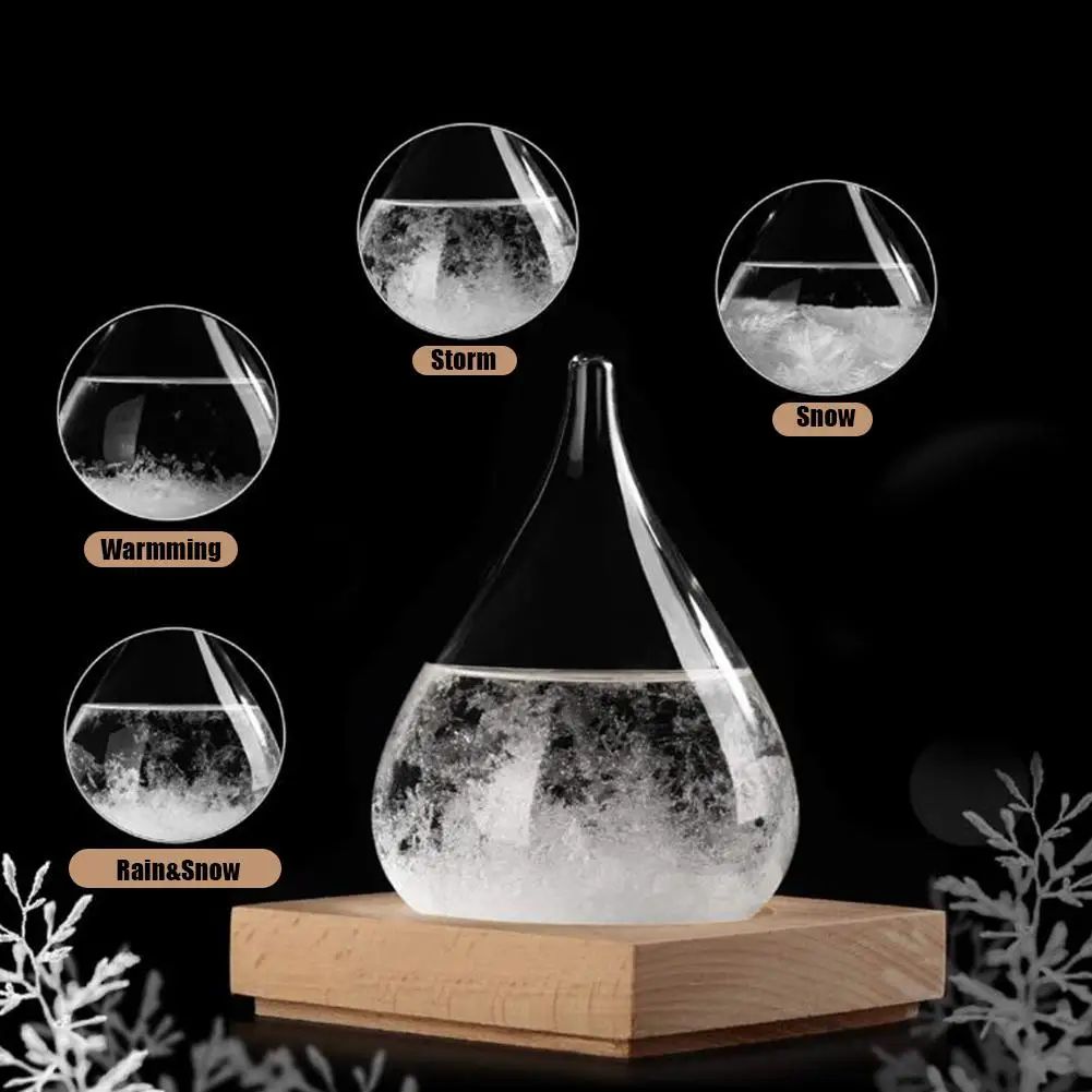 Glass Weather Forecast Predictor Bottle Barometer w/Yellow Pigment Home Tool Glass Weather Forecast Predictor Bottle Barometer w/Yellow Pigment Home Tool