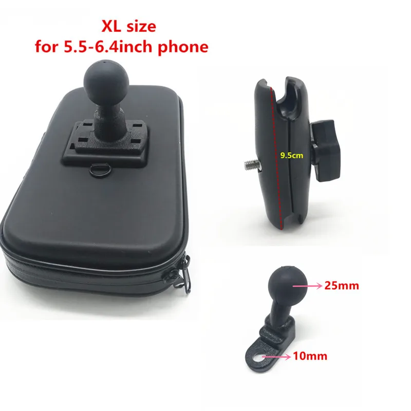 XL size kit Мотоцикл скутер зеркало заднего вида сотовый телефон держатель Водонепроницаемый чехол на молнии для всех сотовых телефонов и gps - Цвет: XL size kit