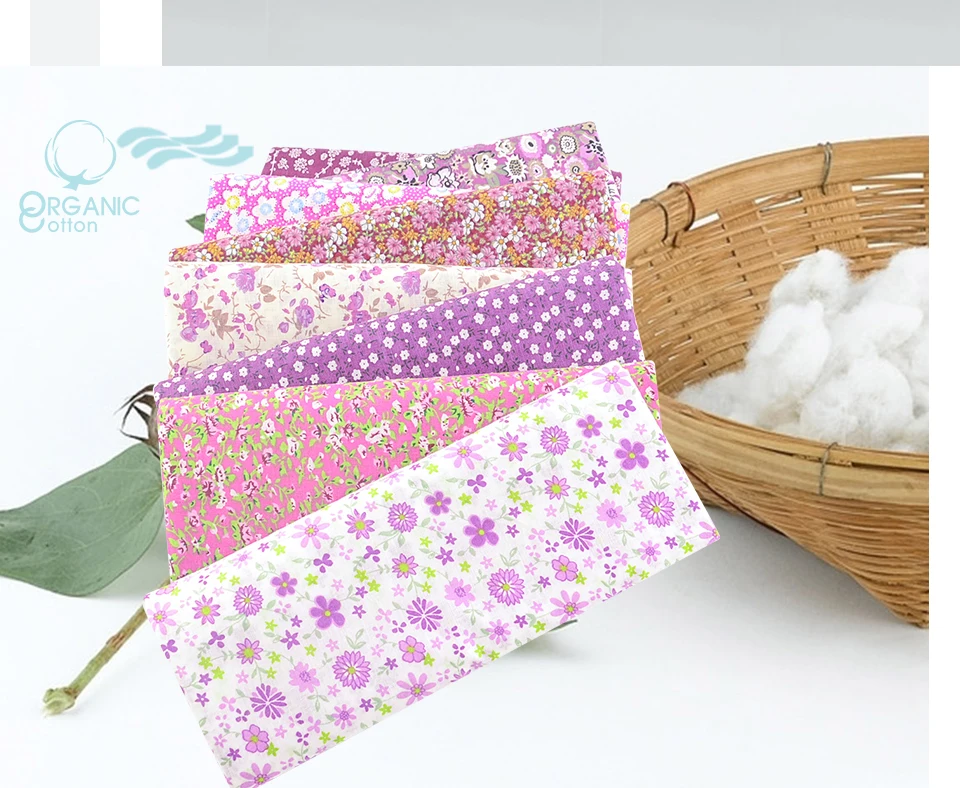 Teramila Lila Muster Floral Plain 100% Baumwolle Gedruckt Patchwork Tuch Stoff für Kunst Nähen DIY Handarbeit Handwerk Handarbeit – Detail 4