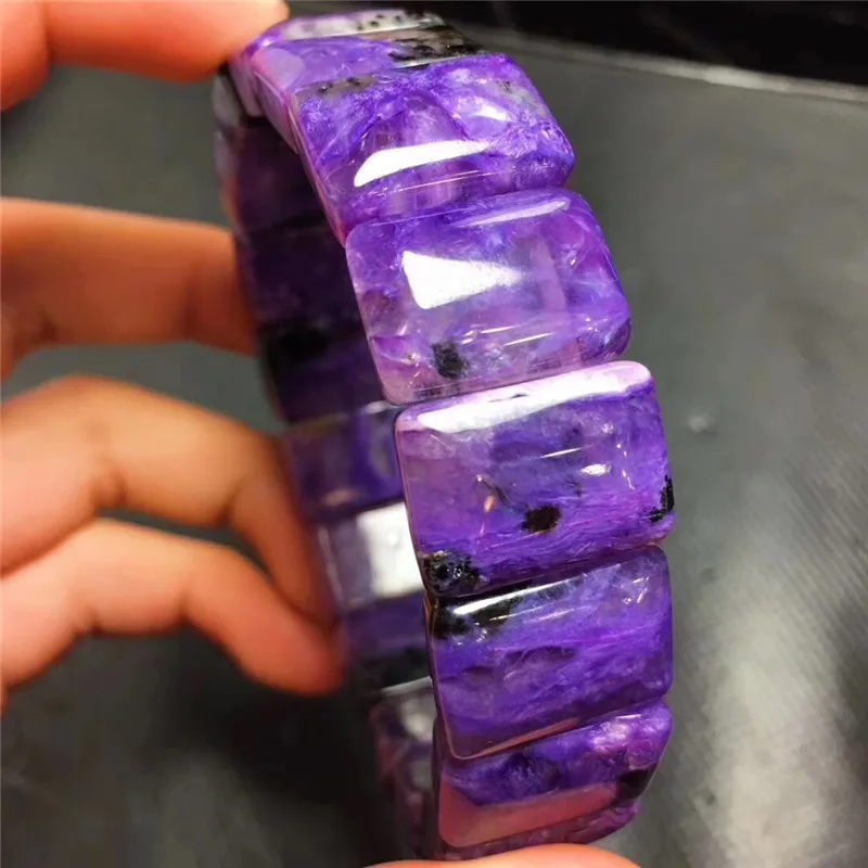 Высокое качество натуральный Королевский Фиолетовый Чароит Камень Браслет энергичный цвет женский браслет мелкозернистый Камень Браслет отличный подарок