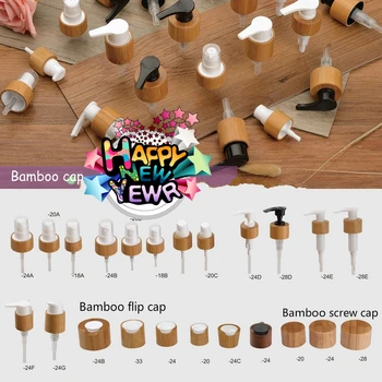 

18/410 24/410 Bamboo Natural CBD Cosmetic Accessories Bamboo disc Cap, 24mm Neck Natural Bamboo Spray Bottle Bamboo Cosmetic