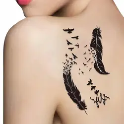 Temporary Tattoo Sexy Feather Black Cartoon Star Heart Back Tattoo Waterproof Finger Freeship Woman Body Sticker Arm Art Ta G6U2