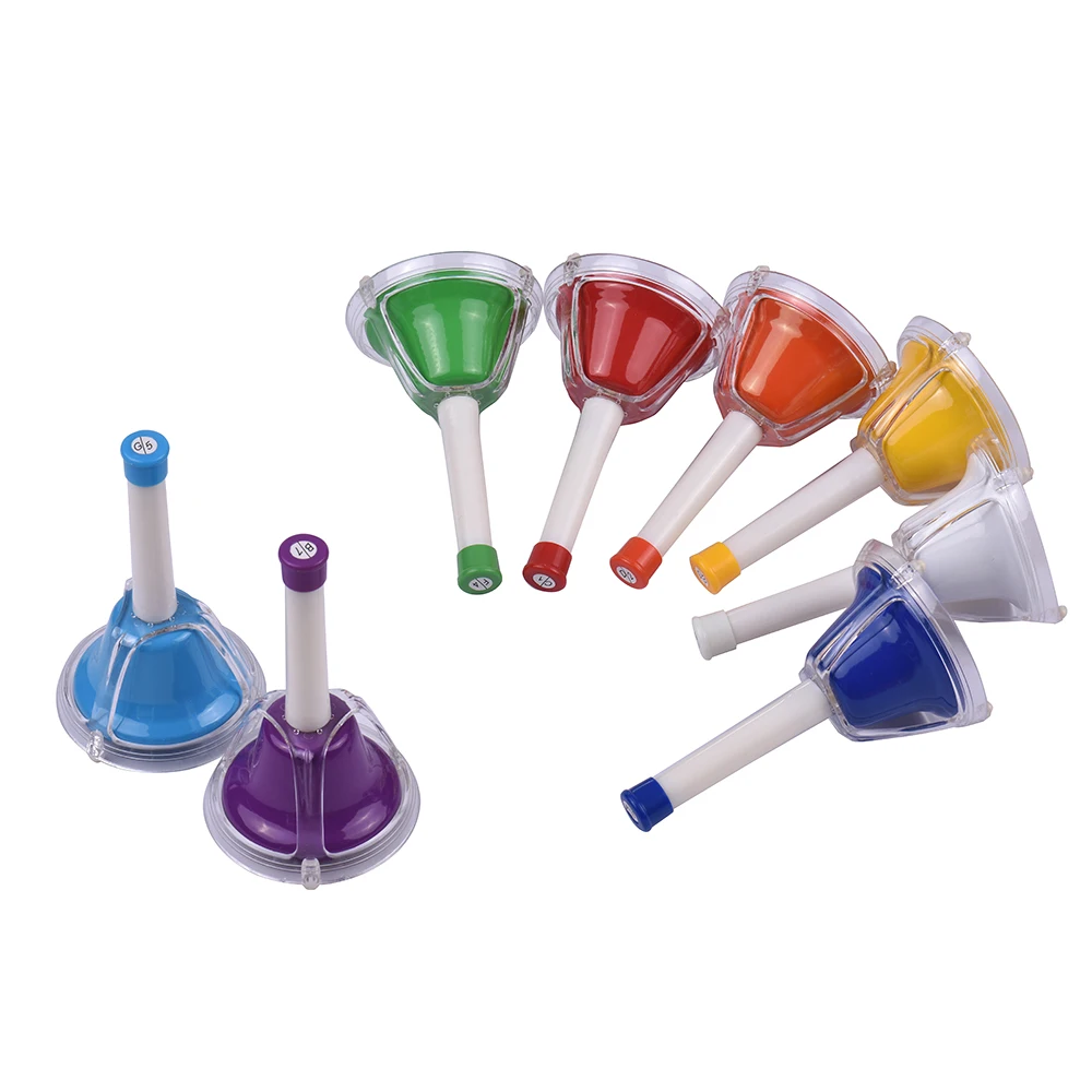 8 нот, диатонический металлический колокольчик, разноцветный колокольчик, ручные перкуссионные колокольчики, набор, музыкальная игрушка для детей, для обучения музыкальным наукам