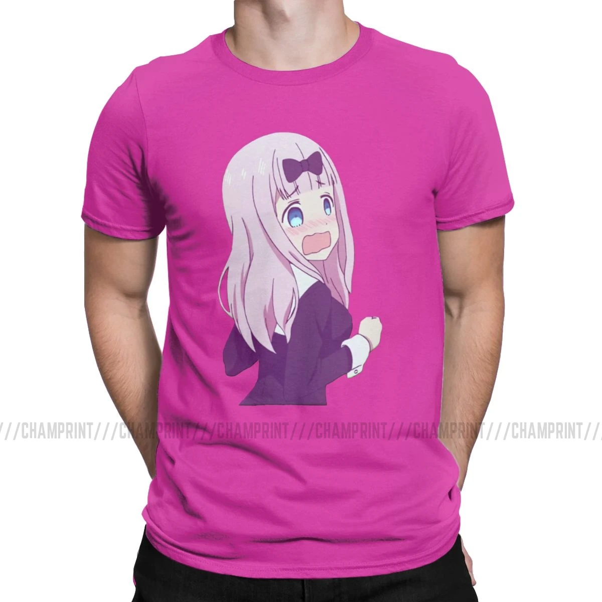 Fujiwara Chika condressed дизайнерские футболки для мужчин, потрясающая футболка, аниме Kaguya-sama Love Is War Fujiwara, футболка, летние топы - Цвет: Фуксия