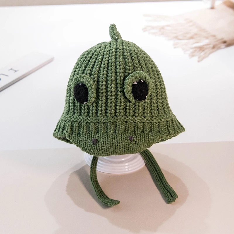 green Осенне-зимняя детская шапка для мальчиков и девочек; шерстяная шапка ручной работы; милые детские наушники; зимняя шапка - Цвет: green
