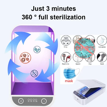 

Portable UV Sterilizer Box Phone UV Sanitizer UV Bulb Disinfection Cleaning Device with Germicidal light for Watch Phone Mask