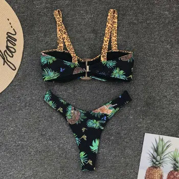 

Womens Padded Push-up Bra Bikini Set Swimsuit Swimwear Boho Floral Low Waist Beachwear Swimming Wear