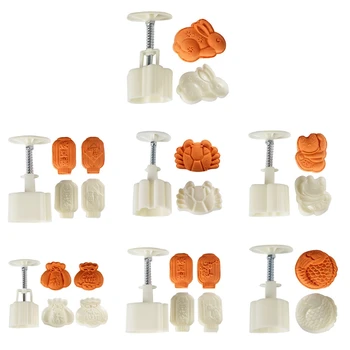 

Stamps Moon Cake Mould 3D DIY Round Mooncake Mold Baking Decor Tool 50g