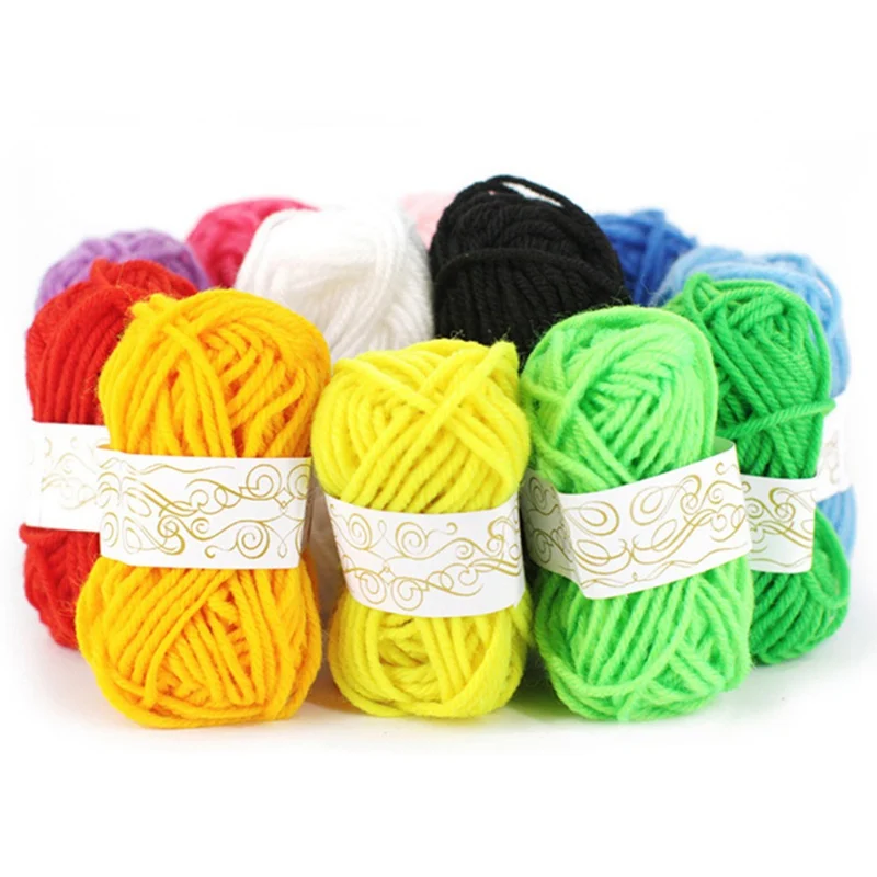 

Handmade Material Making Sewing Toys Colorful Yarn Ball Yarn Paste Painting Art Wool Hand Knitting for Kid 12 Roll