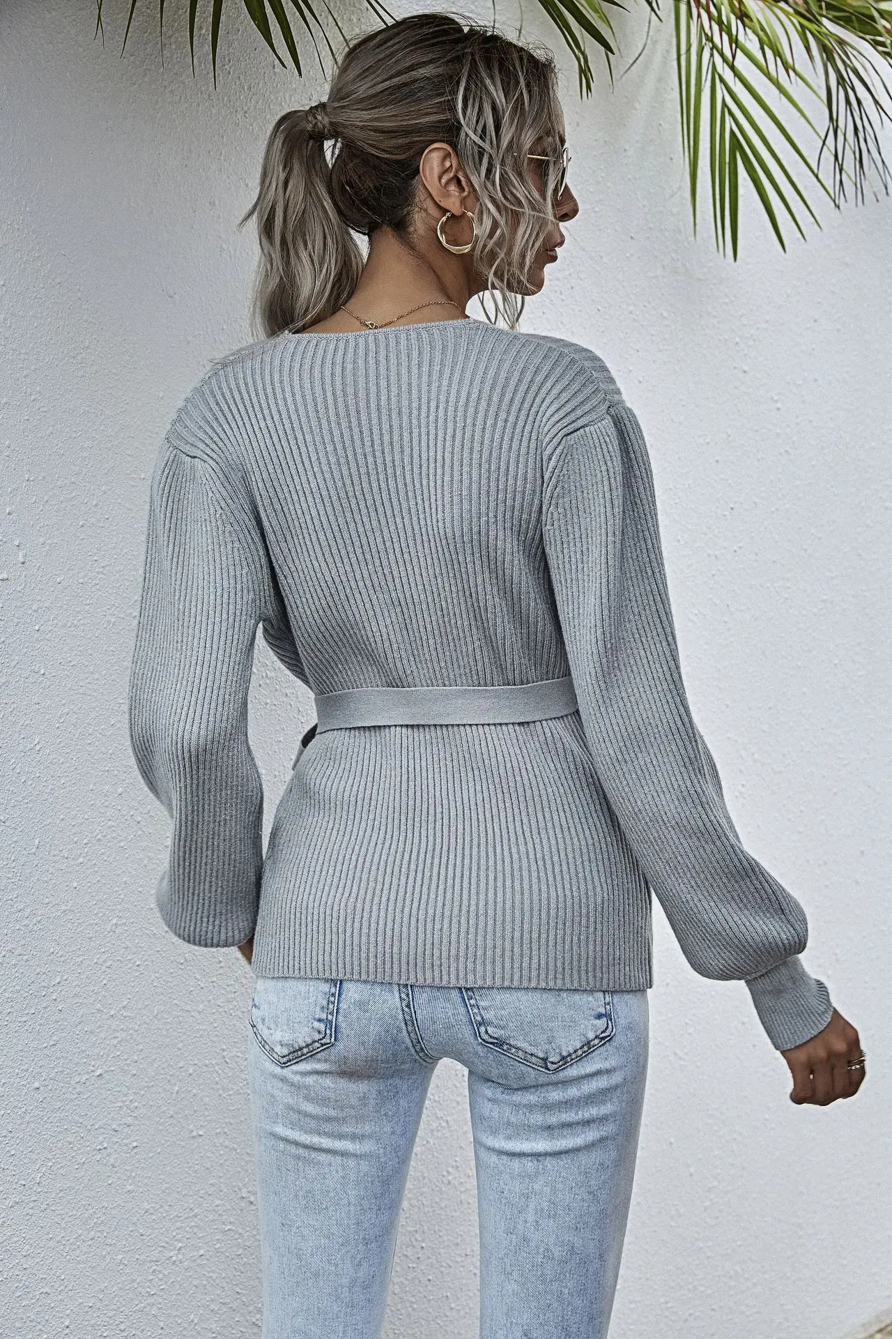 120134亚马逊爆款腰带裹胸针织衫