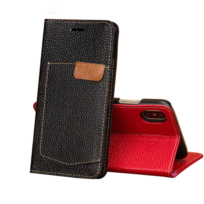 

Genuine leather Phone Case For Oneplus 7 7T 6 6T Pro 5 5T 3 3T Case For oneplus 7TPRO 7PRO Cowhide Wallet Litchi Texture Cover