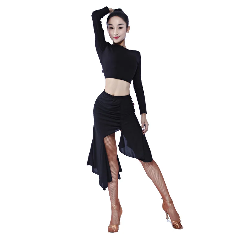 

Latin Dance Skirt Women Summer Designer Clothes Samba Costume Black Skirt Irregular Tango Dancewear Salsa Dance Outfit JL3035