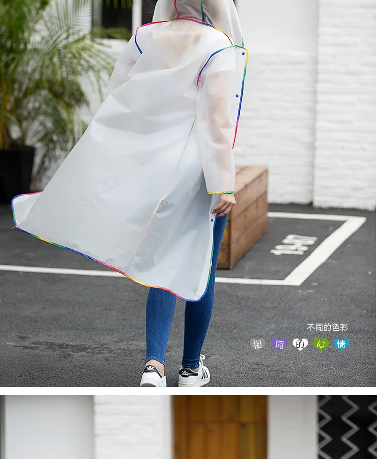 Plastic Clear Raincoat Women Long Rain Poncho Thick Rainwear Rain Coat Waterproof Poncho Hiking Tour Raincoat Hooded QKR369