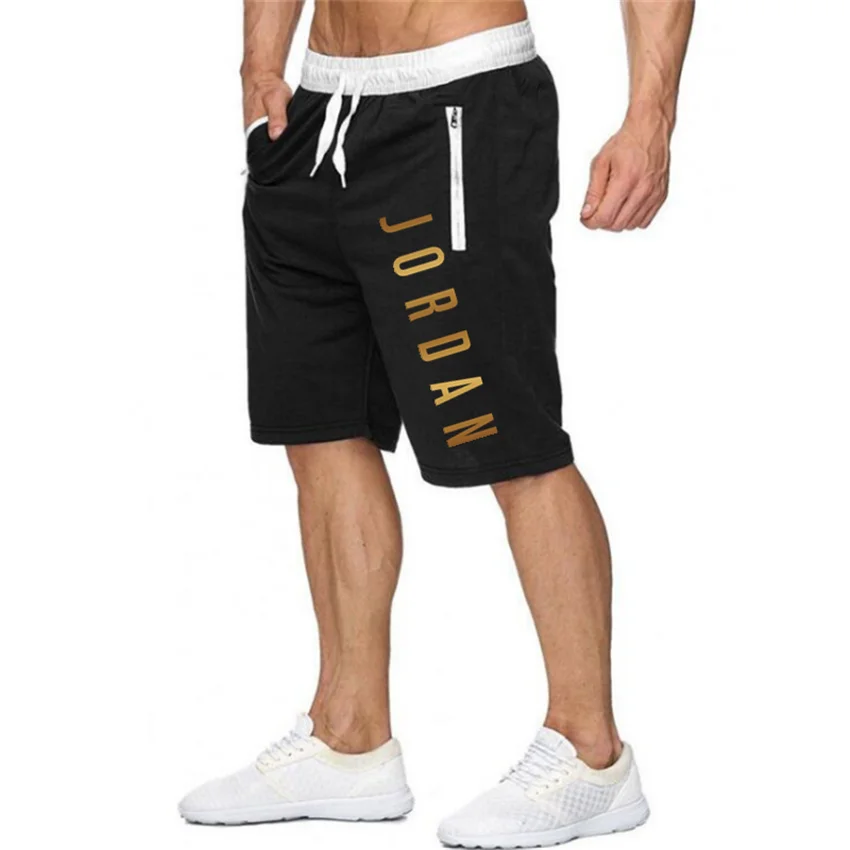 Jordan-pantalones cortos de chándal para hombre, de talla grande, con cordón de color sólido, para fitness, de cinco puntos, para correr, de verano