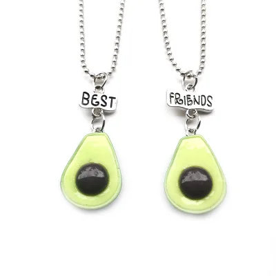 

2PCS/Set Best Friends Avocado Children Necklaces Kids Stereo soft simulation Imitation Cake Necklace