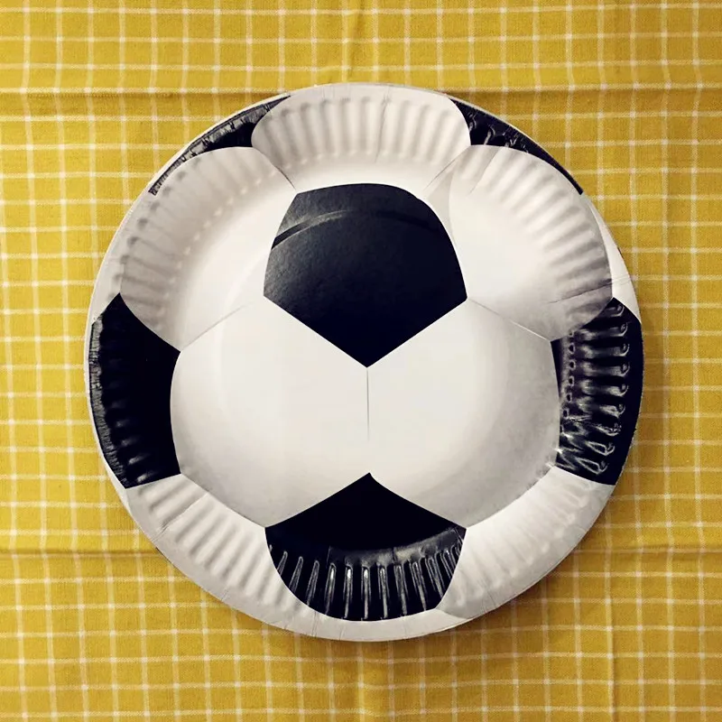 10pcs 7inch plates Белый Черный Футбол тема кубок тарелка посуда набор дети девочка мальчик подарок с днем рождения украшения - Цвет: 10pcs 7inch plates