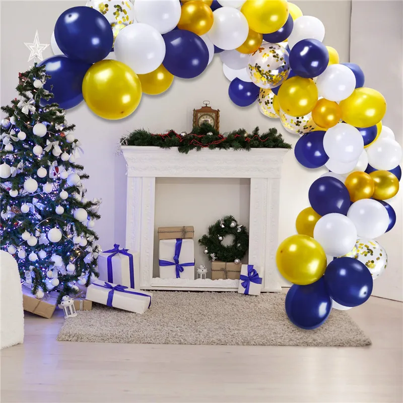 110 шт., темно-синие пастельные белые латексные шары, арочный комплект гирлянды для мальчиков и девочек, украшения для дня рождения