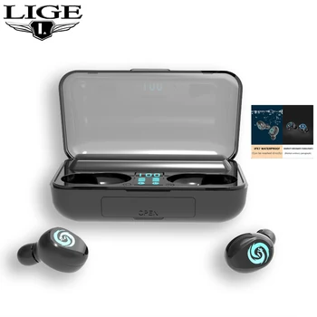 

LIGE TWS Wireless Bluetooth 5.0 Earphones Stereo Sport Headset HD Call IPX7 Waterproof Earphone Mini Earbuds with Charger Box