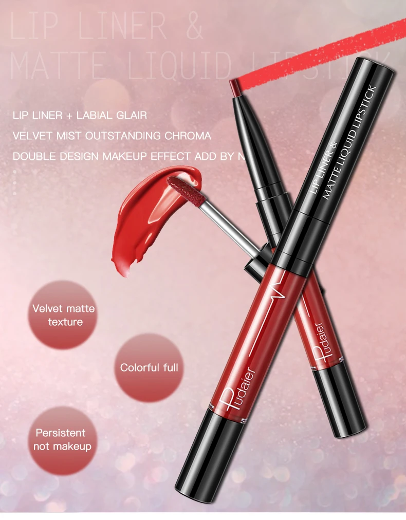 16 Colors Double-headed Matte Lip Liner Waterproof Nude Color Natural Velvet Glaze Last Moisturizing Non-stick Cup Lipstick |