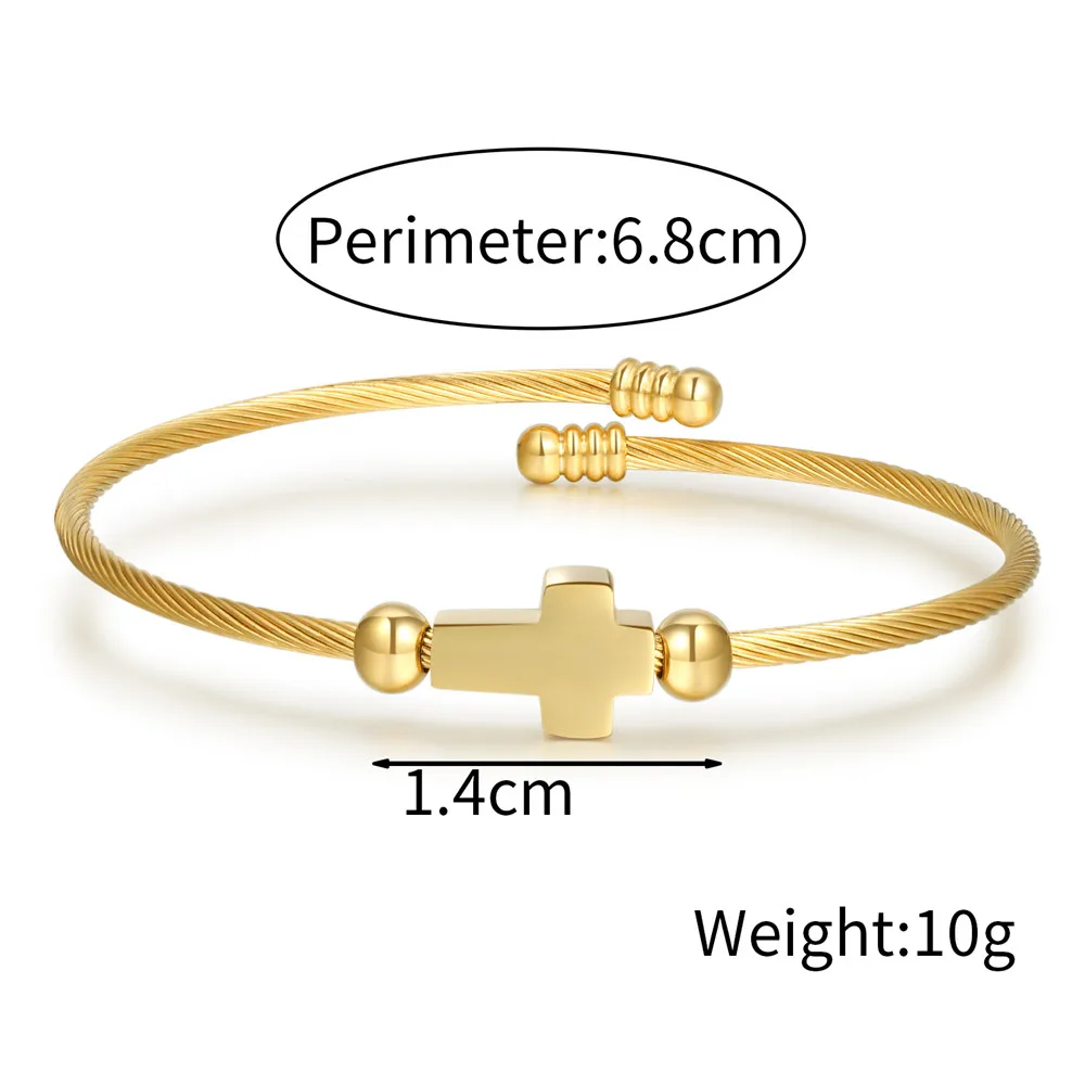 Bangle Bracelet Stylish Cross Bangle for Women Men Glossy Stainless Steel Cuff Bracelet Unisex Religious Faith Open Cross Bangle Jewelry bangle bracelet stainless steel bracelet