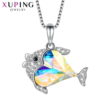 

Xuping Jewelry Fish Shaped Necklace for Women Crystals from Swarovski Love Gift Unique Design Heart Anniversary S174.5-20688