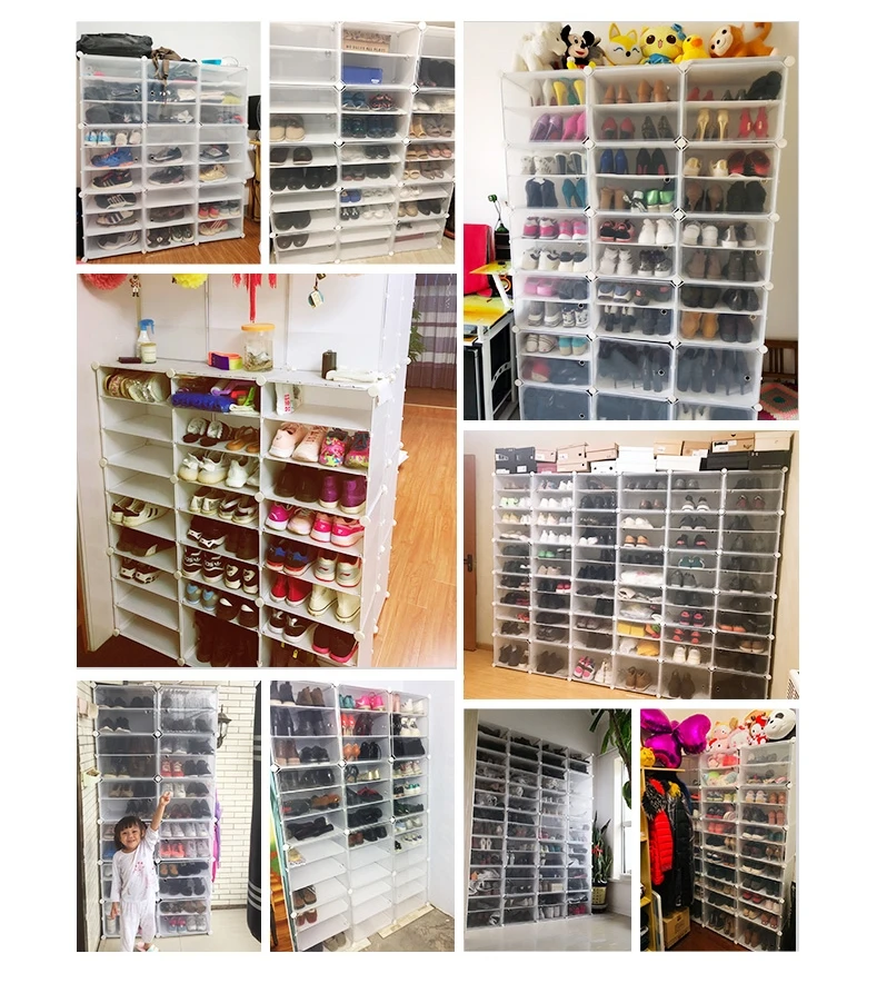 6-12 Tier Shoe Rack Sneakers Storage Cube Organzie Modular DIY Large Capacity 24-96 Pairs Shoe Tower Dustproof Boot Cabinet