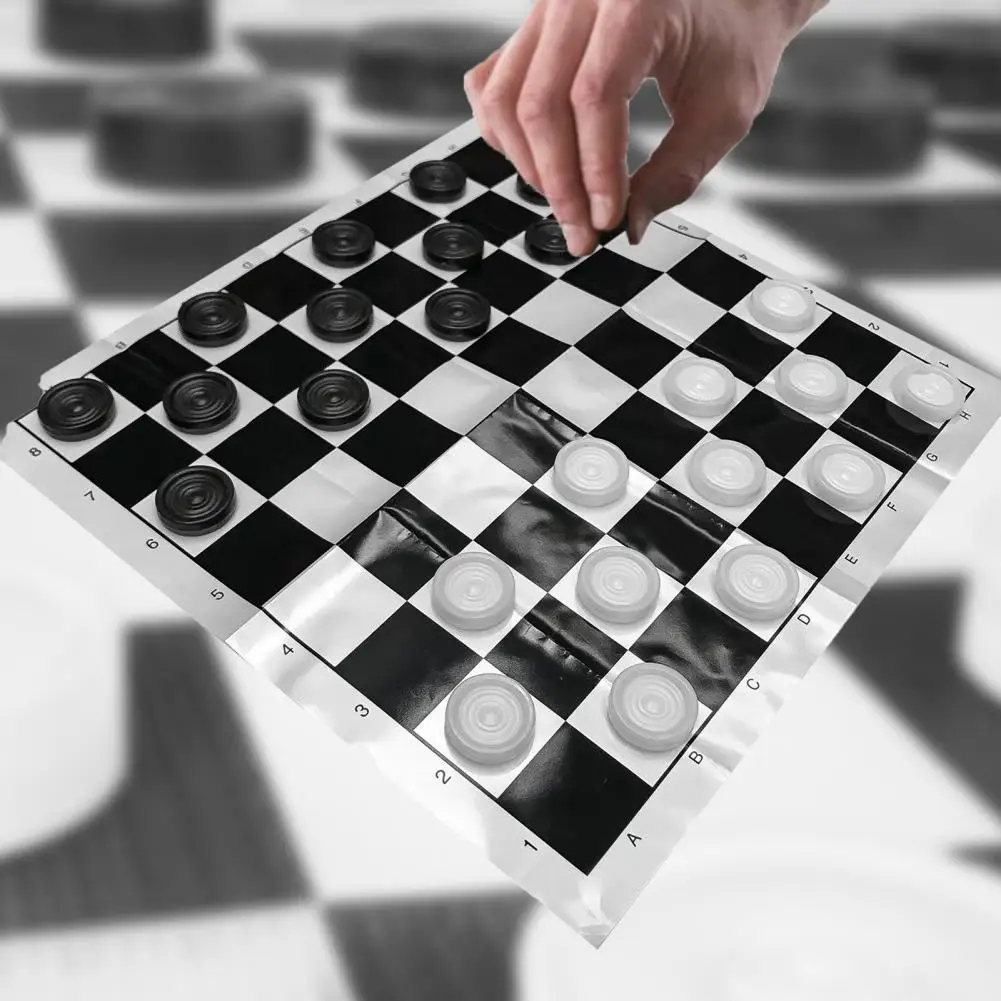 24pc Plastic Chess Board Games Draughts Compact Foldable PP with Chessboard Film Checkers Chess Pieces juegos de mesa