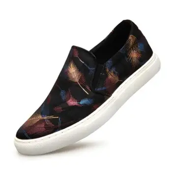 

NEW arrival Men Embroidery Loafers Red blue Smoking Slipper Shoes Elegant Party Dress Flats Flowers Painted Casual Shoes 38-44