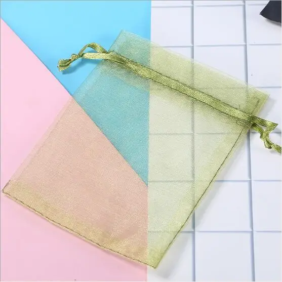 100pcs/Lot Organza Drawstring Bags 5x7 7x9 9x12 10x15cm Jewelry Packaging Bags Wedding Christmas Birthday Gift Packing Pouces - Цвет: Army Green