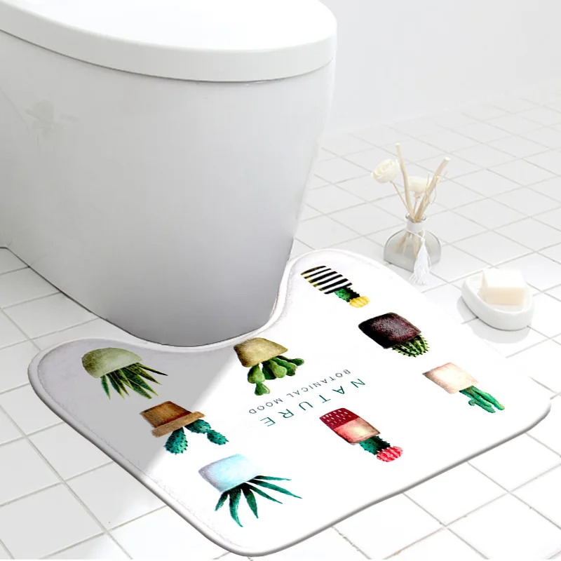 

Bath Mat Anti Slip Flannel Mat In Bathroom Carpet Washable Floor Rug Toilet Absorbing Accessories Home Decoration