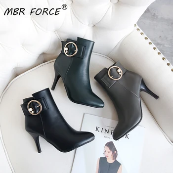

MBR FORCE Sexy Pointed Toe Boots High Heels For Women Fashion Shoes 2020 New Spring Autumn Ankle Boots For Woman Booties Female