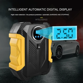 

Portable Air Compressor Tire Inflator - Car Tire Pump With Digital Pressure Gauge (150 Psi 12V DC) Bright Emergency Flashlight
