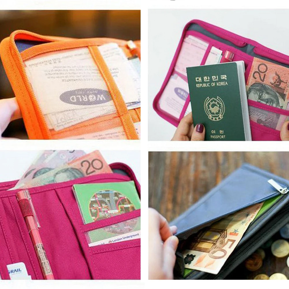 Дорожный кошелек, держатель для паспорта, RFID органайзер, чехол для карт, документов, денег, удостоверений