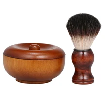 Деревянная ручная щетка для бороды, уход за лицом, удаление волос, инструмент для ухода за волосами, набор для обрезки мужчин, набор для бритья, очищающая мыльница, ванная комната, путешествия