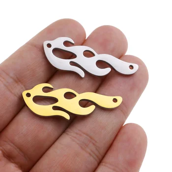 

5pcs/lot Stainless Steel Charm Pendants Punk Flame Necklaces Clavicle Hip Hop Flame Rock DIY Bracelet Necklace Jewelry Findings